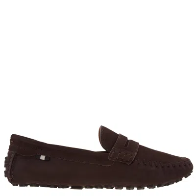 Bally Lamby Calf Nubuk Driving Shoes, Brand Size 41 ( Us Size 10.5 ) In Brown
