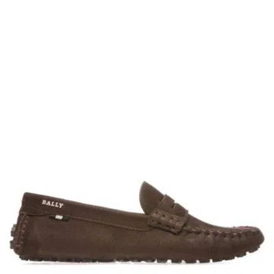 Bally Lamby Calf Nubuk Driving Shoes In Brown
