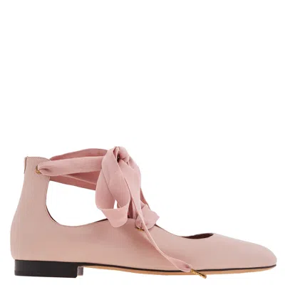 Bally Lavin Lace-up Leather Ballerinas In Pink
