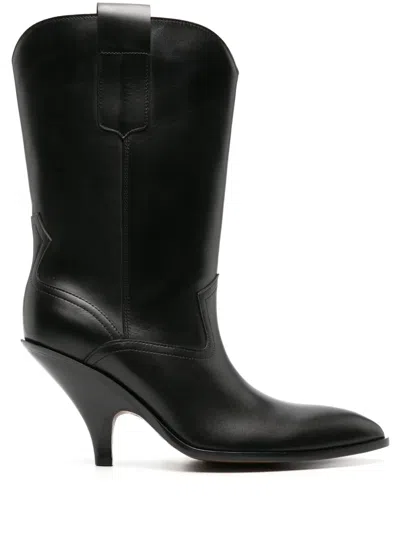Bally Lavyn Leather Boots With 9.5cm Heel Height In Black