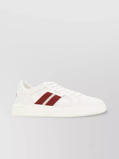 Bally Leather And Mesh Sneakers With Contrast Stripes In White