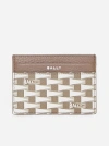 BALLY LEATHER AND MONOGRAM FABRIC CARD HOLDER