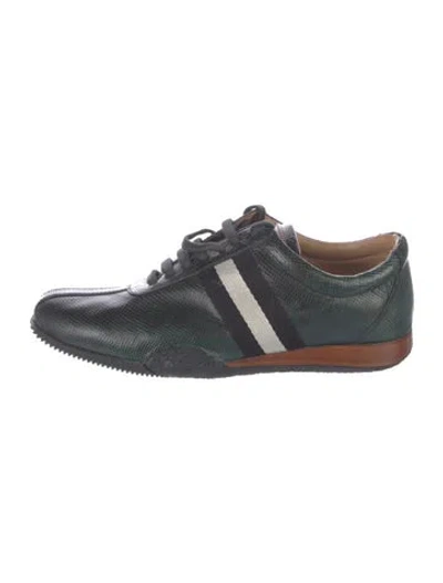 Pre-owned Bally Leather Animal Print Athletic Sneakers In Green