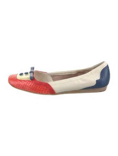 Pre-owned Bally Leather Animal Print Ballet Flats W/ Tags In White