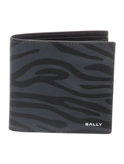 Pre-owned Bally Leather Animal Print Bifold Wallet In Black