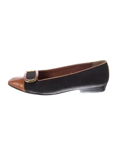 Pre-owned Bally Leather Animal Print Flats In Brown