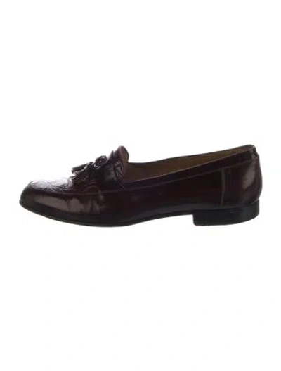 Pre-owned Bally Leather Animal Print Loafers In Brown
