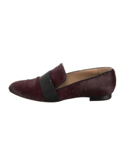 Pre-owned Bally Leather Animal Print Loafers In Burgundy