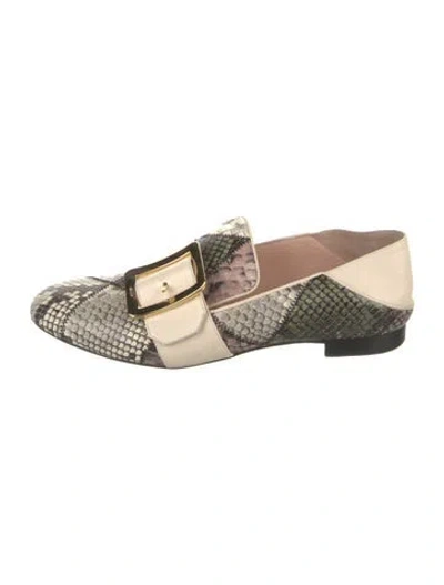 Pre-owned Bally Leather Animal Print Loafers In Neutrals