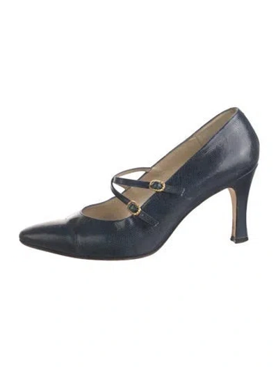Pre-owned Bally Leather Animal Print Pumps In Blue