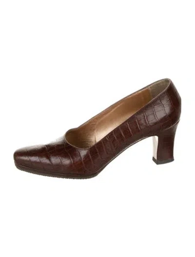 Pre-owned Bally Leather Animal Print Pumps In Brown
