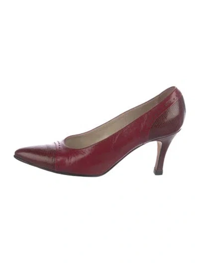 Pre-owned Bally Leather Animal Print Pumps In Burgundy