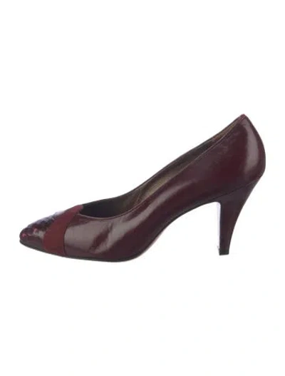 Pre-owned Bally Leather Animal Print Pumps In Burgundy