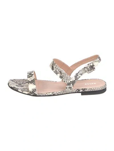 Pre-owned Bally Leather Animal Print Slingback Sandals In Gray