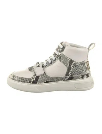 Pre-owned Bally Leather Animal Print Sneakers In White