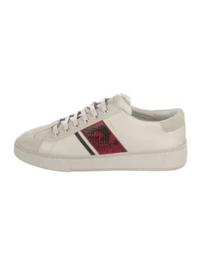 Pre-owned Bally Leather Animal Print Sneakers In White