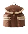 Bally Shearling-trimmed Leather Backpack In Brown