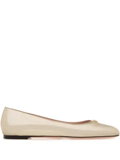 Bally Leather Ballet Flats In Gold