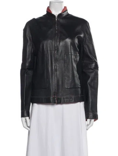 Pre-owned Bally Leather Biker Jacket In Black
