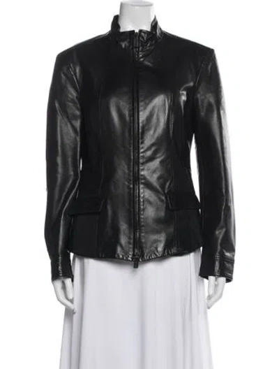 Pre-owned Bally Leather Biker Jacket In Black