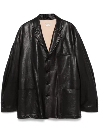 Bally Leather Blazer In Black