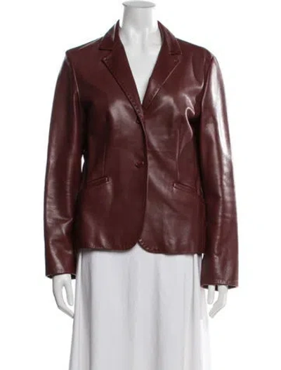 Pre-owned Bally Leather Blazer In Burgundy