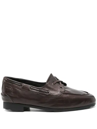 Bally Leather Boat Shoes In Brown