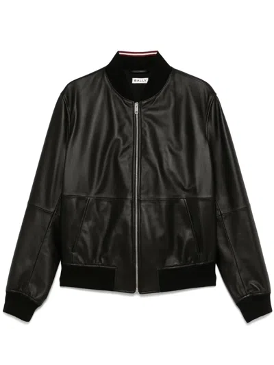 Bally Leather Bomber Jacket In Black