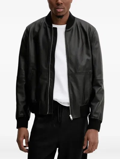 Bally Leather Bomber Jacket In Black