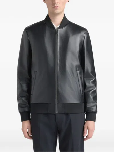 Bally Leather Bomber Jacket In Black