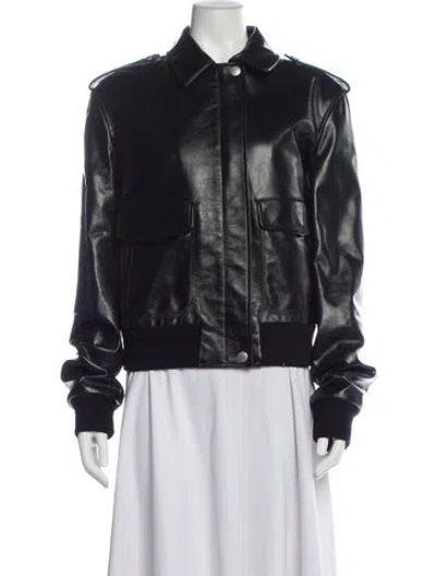 Pre-owned Bally Leather Bomber Jacket In Black