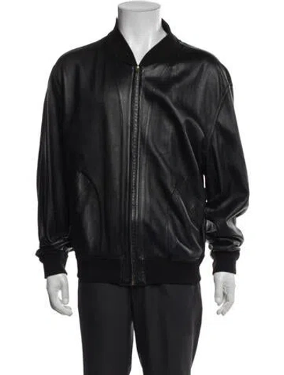 Pre-owned Bally Leather Bomber Jacket In Black