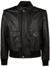 Bally Leather Bomber Jacket In Black