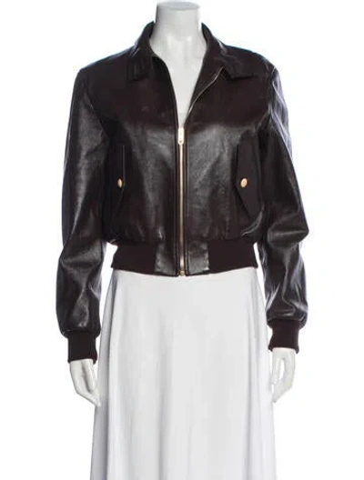 Pre-owned Bally Leather Bomber Jacket In Brown