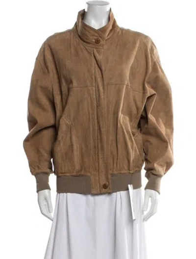 Pre-owned Bally Leather Bomber Jacket In Neutral
