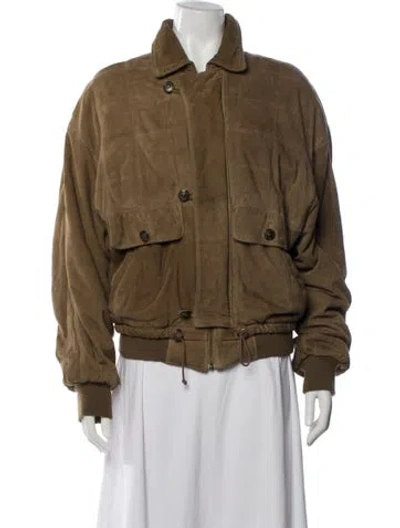 Pre-owned Bally Leather Bomber Jacket In Neutrals
