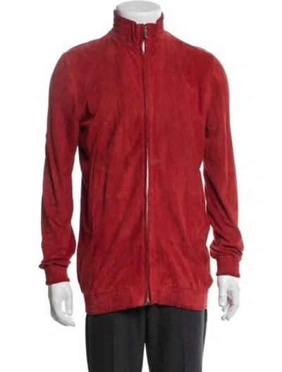 Pre-owned Bally Leather Bomber Jacket In Red