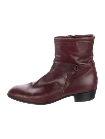 Pre-owned Bally Leather Boots In Burgundy