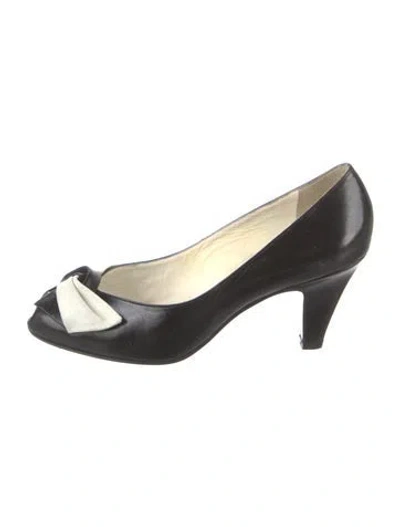 Pre-owned Bally Leather Bow Accents Pumps In Black