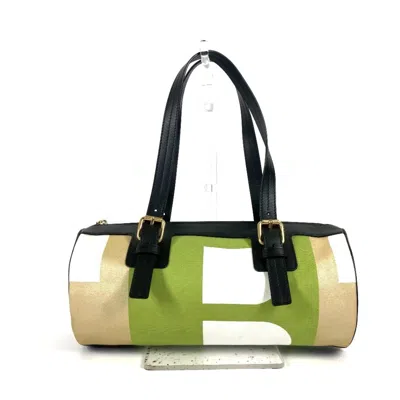 Pre-owned Bally Leather Canvas Handbag Shoulder Bag ()