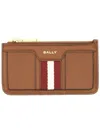 Bally Striped Leather Card Holder In Brown