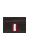 Bally Classic Striped Card Bag In Black
