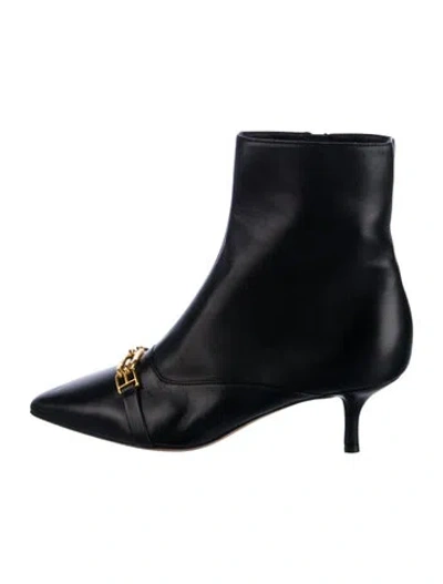 Pre-owned Bally Leather Chain-link Accents Boots In Black