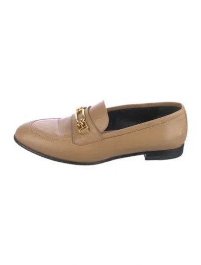Pre-owned Bally Leather Chain-link Accents Loafers In Neutral