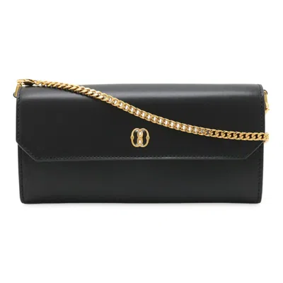 Pre-owned Bally Leather Chain/shoulder Wallet () In Black
