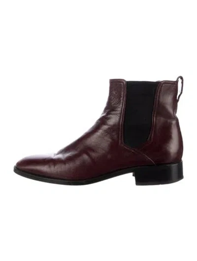 Pre-owned Bally Leather Chelsea Boots In Burgundy