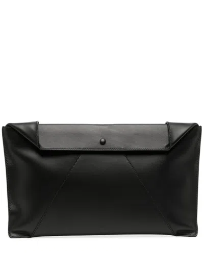 Bally Leather Clutch Bag In Schwarz