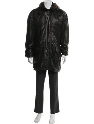 Pre-owned Bally Leather Coat In Black