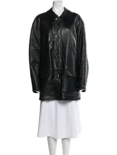 Pre-owned Bally Leather Coat In Green