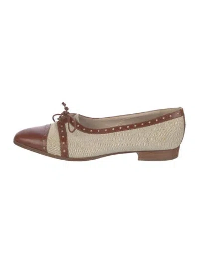 Pre-owned Bally Leather Colorblock Pattern Ballet Flats In Neutral